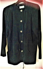 BLACK TOP, JACKET, BLAZER, COAT 100 % LEATHER ( SUEDE ) - AS NEW
