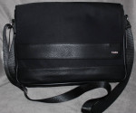 Calvin Klein Black Nylon/Leather Flap Top Laptop Tablet Messenger Bag