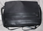 Calvin Klein Black Nylon/Leather Flap Top Laptop Tablet Messenger Bag