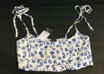 NEW Rue 21 Women's Blue and White Floral Crop Top with Adjustable Stra
