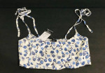 NEW Rue 21 Women's Blue and White Floral Crop Top with Adjustable Stra