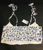 NEW Rue 21 Women's Blue and White Floral Crop Top with Adjustable Stra