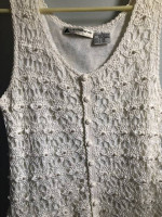 Vintage Liz Claiborne Large Cotton Crochet & Pearls Top