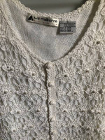 Vintage Liz Claiborne Large Cotton Crochet & Pearls Top