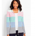 $92 Talbots Everyday Stripe Hoodie XS Top Shirt Zip Yoga