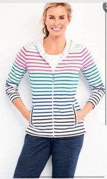 $92 Talbots Everyday Stripe Hoodie XS Top Shirt Zip Yoga