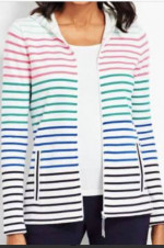 $92 Talbots Everyday Stripe Hoodie XS Top Shirt Zip Yoga