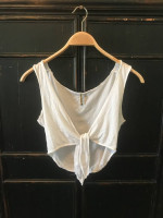 EMMA & SAM White Tie-Front Crop Top Size XS