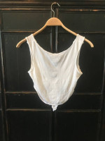 EMMA & SAM White Tie-Front Crop Top Size XS