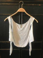 EMMA & SAM White Tie-Front Crop Top Size XS