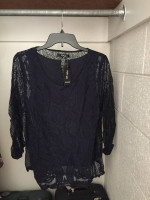 NEW Style & Co Lace Top (Size 0X, Navy blue) for SALE!