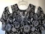 INC International Concepts Black Floral Top Large