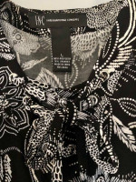 INC International Concepts Black Floral Top Large