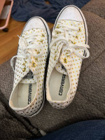 Used Gold polka dot low top Converse women 8.5
