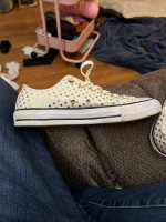 Used Gold polka dot low top Converse women 8.5