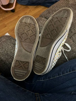 Used Gold polka dot low top Converse women 8.5