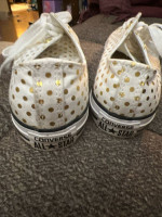 Used Gold polka dot low top Converse women 8.5