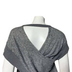 BCBG MAXAZRIA Womens Size Med Grey V-Back Criss-cross Athletic Sweater Shirt Top