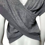 BCBG MAXAZRIA Womens Size Med Grey V-Back Criss-cross Athletic Sweater Shirt Top