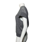 BCBG MAXAZRIA Womens Size Med Grey V-Back Criss-cross Athletic Sweater Shirt Top
