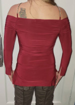 Maroon Long Sleeved Cute Off the Shoulder Top by Wet Seal Size S