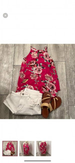 Ava pink sleeveless floral top