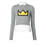Alice + Olivia AO X Basquiat Nikia Crown Sweater Shirt Wool Knit Top