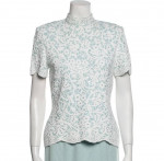 St. John Evening Top - Shimmery Lacey Lt Blue w/Crystals & Sequins