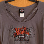 Harley Davidson Sauk Prairie Knit Shirt ♦ Women's Size Medium Gray Top