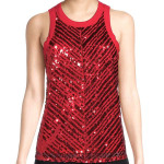 NO BOUNDARIES Junior Girl's size S(3/5) SEQUIN SWING TANK TOP Red ~New