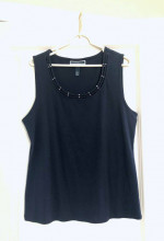 Women's navy blue sleeveless top with small rhinestones. XL