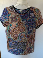 Women's Spense Colorful Short Sleeve Polyester Top Blouse Shirt SMALL