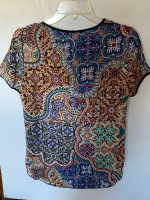 Women's Spense Colorful Short Sleeve Polyester Top Blouse Shirt SMALL