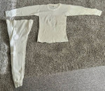Men's Winter Thermal Base Layer Top & Bottom Set, Lg / Med 100% Cotton