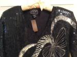 Vintage black and silver short sleeve v-neck sequin top size Large