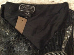 Vintage black and silver short sleeve v-neck sequin top size Large