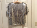 Vintage Silver and Black short sleeve sequin top size Large