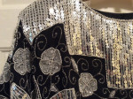 Vintage Silver and Black short sleeve sequin top size Large