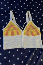 Madden NYC Yellow/Orange/White Crochet Crop Tank Top, Size M