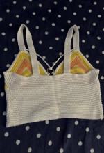 Madden NYC Yellow/Orange/White Crochet Crop Tank Top, Size M