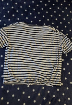 Green Envelope Black and White Striped Top, Size L