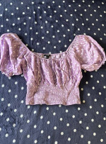 Forever 21 Lavender Hearts Crop Top, Size L