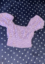 Forever 21 Lavender Hearts Crop Top, Size L