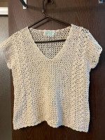 hand crochet off white Medium size top