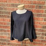True Destiny Tunic Top Womens Black Size Small Fringe Bell Sleeve
