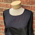 True Destiny Tunic Top Womens Black Size Small Fringe Bell Sleeve
