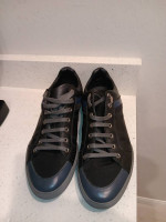 Dior Homme Black/Blue Leather and Mesh Lace Low Top