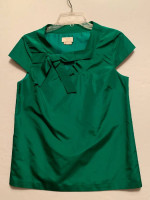 Kate Spade Live Colorfully Mariel Top Green 100% Silk Cap Sleeve SMALL