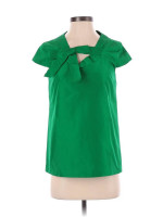 Kate Spade Live Colorfully Mariel Top Green 100% Silk Cap Sleeve SMALL