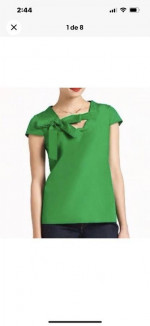 Kate Spade Live Colorfully Mariel Top Green 100% Silk Cap Sleeve SMALL